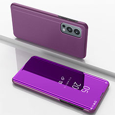 Leather Case Stands Flip Mirror Cover Holder for OnePlus Nord 2 5G Purple