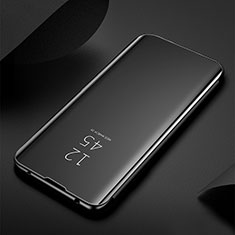 Leather Case Stands Flip Mirror Cover Holder for Oppo A54 5G Black