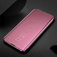 Leather Case Stands Flip Mirror Cover Holder for Oppo A74 5G Rose Gold
