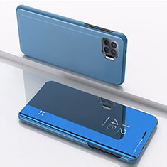 Leather Case Stands Flip Mirror Cover Holder for Oppo F17 Pro Blue