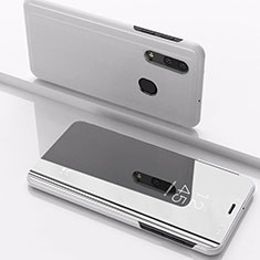 Leather Case Stands Flip Mirror Cover Holder for Samsung Galaxy A30 Silver