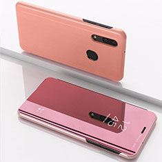 Leather Case Stands Flip Mirror Cover Holder for Samsung Galaxy A40 Rose Gold