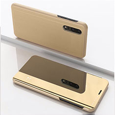 Leather Case Stands Flip Mirror Cover Holder for Samsung Galaxy M10 Gold