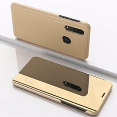 Leather Case Stands Flip Mirror Cover Holder for Samsung Galaxy M20 Gold