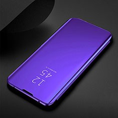 Leather Case Stands Flip Mirror Cover Holder for Samsung Galaxy M21 Purple