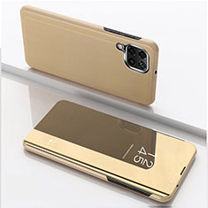 Leather Case Stands Flip Mirror Cover Holder for Samsung Galaxy M33 5G Gold