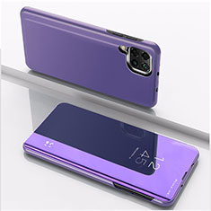 Leather Case Stands Flip Mirror Cover Holder for Samsung Galaxy M53 5G Purple
