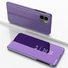 Leather Case Stands Flip Mirror Cover Holder for Xiaomi Poco C51 Clove Purple