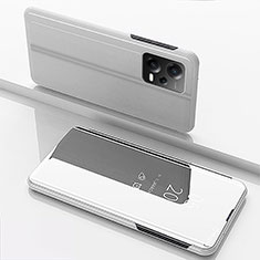 Leather Case Stands Flip Mirror Cover Holder for Xiaomi Poco X5 5G Silver