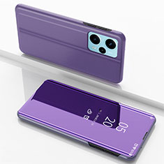 Leather Case Stands Flip Mirror Cover Holder for Xiaomi Redmi Note 12 Turbo 5G Clove Purple