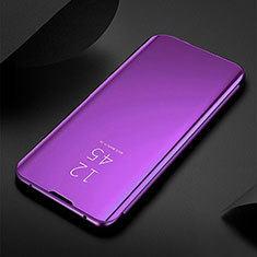 Leather Case Stands Flip Mirror Cover Holder L01 for Apple iPhone 15 Pro Max Purple