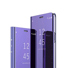 Leather Case Stands Flip Mirror Cover Holder L01 for Oppo A11 Purple