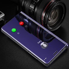 Leather Case Stands Flip Mirror Cover Holder L01 for Oppo A11s Purple