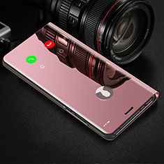 Leather Case Stands Flip Mirror Cover Holder L01 for Oppo A11s Rose Gold