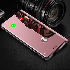 Leather Case Stands Flip Mirror Cover Holder L01 for Oppo F19 Rose Gold