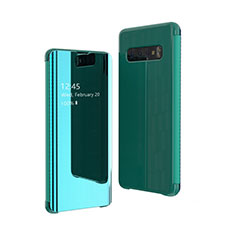 Leather Case Stands Flip Mirror Cover Holder L01 for Samsung Galaxy S10 5G SM-G977B Green