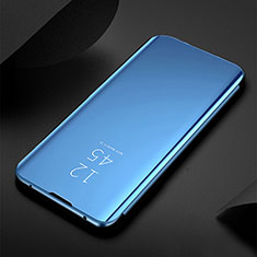 Leather Case Stands Flip Mirror Cover Holder L01 for Samsung Galaxy S22 Ultra 5G Sky Blue