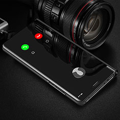 Leather Case Stands Flip Mirror Cover Holder L01 for Xiaomi Redmi Note 9 Pro Black