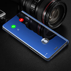 Leather Case Stands Flip Mirror Cover Holder L02 for Oppo A93s 5G Blue