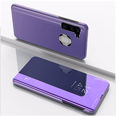 Leather Case Stands Flip Mirror Cover Holder L04 for Samsung Galaxy A21 European Clove Purple