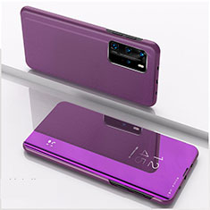 Leather Case Stands Flip Mirror Cover Holder L04 for Xiaomi Mi 10T 5G Purple