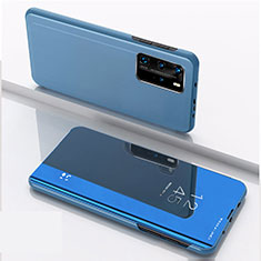Leather Case Stands Flip Mirror Cover Holder L04 for Xiaomi Mi 10T Pro 5G Blue