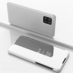 Leather Case Stands Flip Mirror Cover Holder L05 for Samsung Galaxy A22s 5G Silver