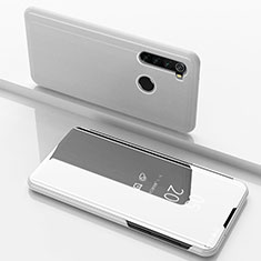 Leather Case Stands Flip Mirror Cover Holder M01 for Xiaomi Redmi Note 8 Silver