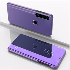 Leather Case Stands Flip Mirror Cover Holder QH1 for Huawei Y7p Clove Purple