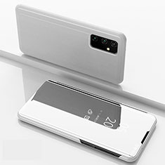 Leather Case Stands Flip Mirror Cover Holder ZL1 for Samsung Galaxy A15 4G Silver
