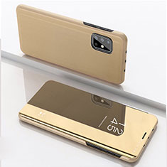 Leather Case Stands Flip Mirror Cover Holder ZL1 for Samsung Galaxy A51 4G Gold