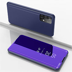 Leather Case Stands Flip Mirror Cover Holder ZL1 for Samsung Galaxy A52 5G Purple