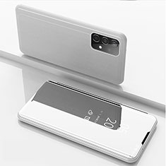 Leather Case Stands Flip Mirror Cover Holder ZL1 for Samsung Galaxy A52s 5G Silver