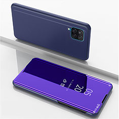 Leather Case Stands Flip Mirror Cover Holder ZL1 for Samsung Galaxy F12 Purple