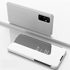 Leather Case Stands Flip Mirror Cover Holder ZL1 for Samsung Galaxy M34 5G Silver