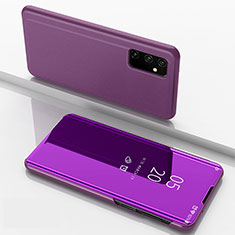 Leather Case Stands Flip Mirror Cover Holder ZL1 for Samsung Galaxy Quantum2 5G Clove Purple