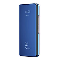 Leather Case Stands Flip Mirror Cover Holder ZL2 for Samsung Galaxy Z Fold3 5G Blue