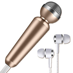 Luxury 3.5mm Mini Handheld Microphone Singing Recording M02 for HTC Desire 21 Pro 5G Gold