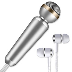 Luxury 3.5mm Mini Handheld Microphone Singing Recording M02 for Sharp Aquos R7s Silver