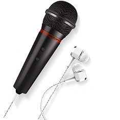 Luxury 3.5mm Mini Handheld Microphone Singing Recording M05 for Samsung Galaxy A8+ A8 2018 Duos A730f Black