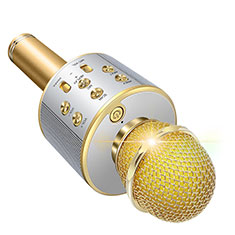 Luxury 3.5mm Mini Handheld Microphone Singing Recording M06 for Samsung W2017 Gold