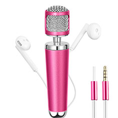 Luxury 3.5mm Mini Handheld Microphone Singing Recording for Wiko Lenny 3 Pink