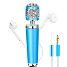 Luxury 3.5mm Mini Handheld Microphone Singing Recording for Huawei Honor Play 5 Sky Blue