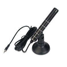 Luxury 3.5mm Mini Handheld Microphone Singing Recording with Stand K02 for Samsung Galaxy M62 4G Black