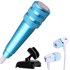 Luxury 3.5mm Mini Handheld Microphone Singing Recording with Stand M08 for Samsung W2017 Blue