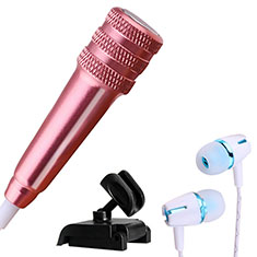 Luxury 3.5mm Mini Handheld Microphone Singing Recording with Stand M08 for Vivo iQOO U3 5G Rose Gold