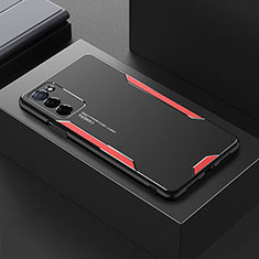 Luxury Aluminum Metal Back Cover and Silicone Frame Case for Oppo A53s 5G Red