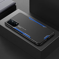 Luxury Aluminum Metal Back Cover and Silicone Frame Case for Oppo A74 5G Blue