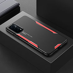Luxury Aluminum Metal Back Cover and Silicone Frame Case for Oppo A74 5G Red
