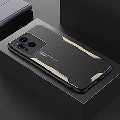 Luxury Aluminum Metal Back Cover and Silicone Frame Case for Oppo Find X3 5G Gold